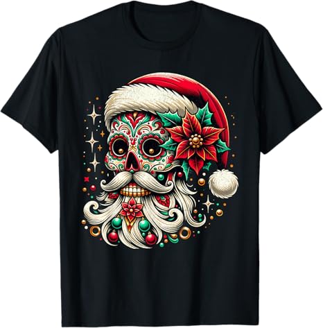 Mexican Christmas Sugar Skull Santa Xmas Men Women