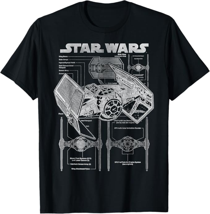 Camiseta #StarWars TIE Fighter Blueprint Schematics por 16,99€ ¡¡15% de descuento!!