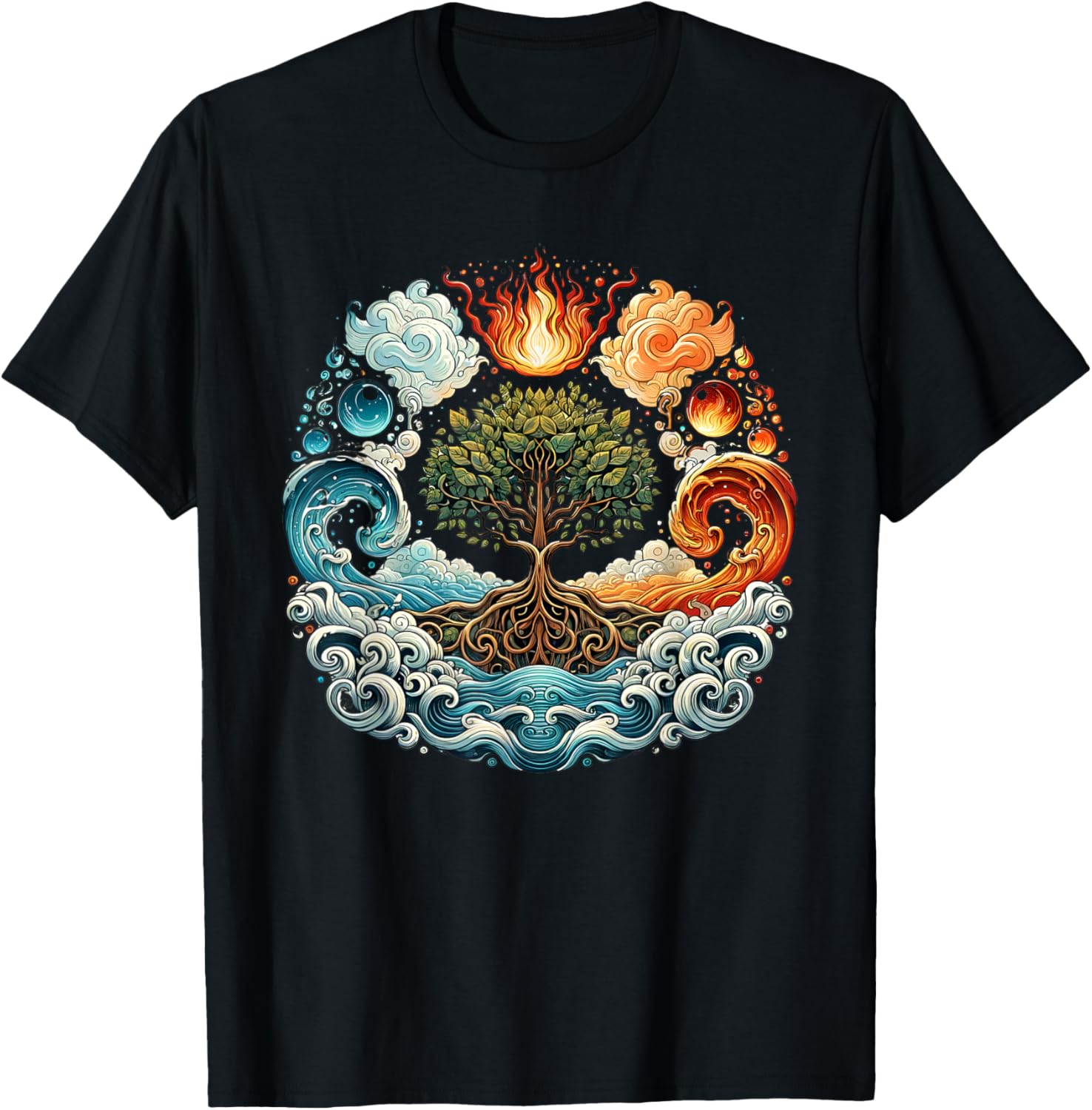 Tree of Life Spiritual Earth, Water, Fire & Air T-Shirt