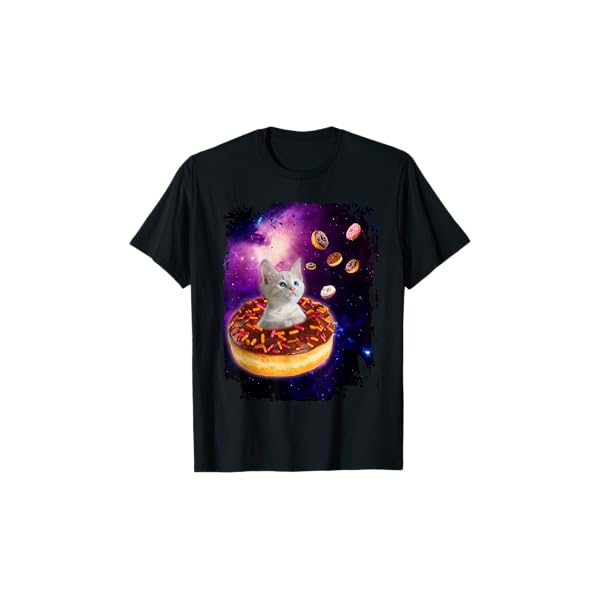 Cute Cat Inside Donut in Space Boys Girl - Kitty in Space Tee T-Shirt