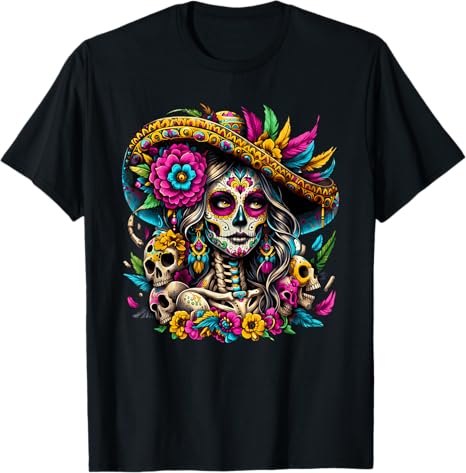 Day of the Dead Sugar Skull Women Men Apparel Co.