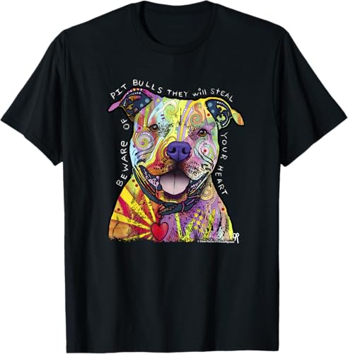 Beware Of Pit Bulls, Dean Russo Pitbull Original - Camiseta para amantes de los perros, Negro -