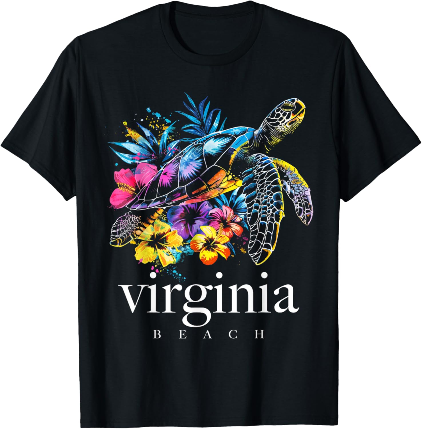 *similar to stock photo/NAVY BLU* Virginia Beach Sea Turtle Scuba Diving Surfer Souvenir T-Shirt for Men Women Kids