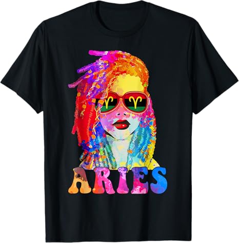 Aries Loc'd Woman Black Queen Art Zodiac Birthday T-Shirt