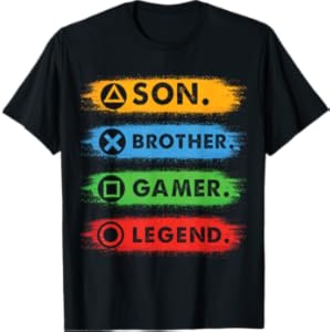 Son Brother Video Gamer Legend Gaming Men Boys Kids Teens T-Shirt