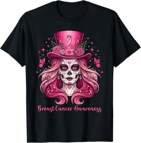 Sugar Skull Breast Cancer Awareness Skeleton Women