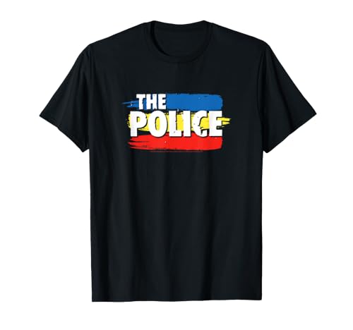 THE POLICE THREE STRIPES LOGO T-Shirt, Black