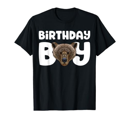 Bear Birthday Boy Party Animal Kids Grizzly Bear Birthday T-Shirt