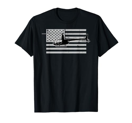 Helicopter Pilot - USA Flag Heli Aviator R44 Helicopter T-Shirt