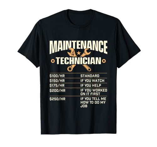 Maintenance Technician Hourly Rate - Handyman Repair Worker T-Shi...
