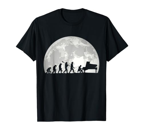 Evolución del hombre Piano Músico Luna Pianista Vintage Camiseta