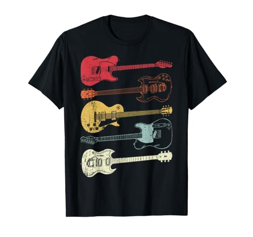 Musician Guitars Retro Vintage Gift T-Shirt, Black