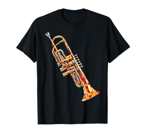 Trumpet Music Instrument Motif Illustration Trumpet T-Shirt, Blac...