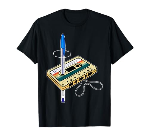 Cassette Retro y Bolígrafo Rebobinando Cintas en los 90 Camiseta