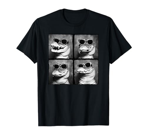 Funny Crocodile In Sunglasses Quirky Alligator Funny Gator T-Shir...