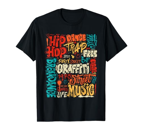 50th Música Y Hip Hop Graffiti Casete Vintage Retro Camiseta