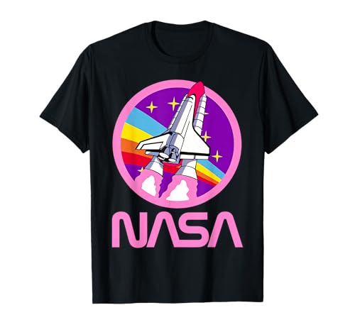 Nerdy NASA Rainbow Rocket Launch Girls Science Teacher T-Shirt