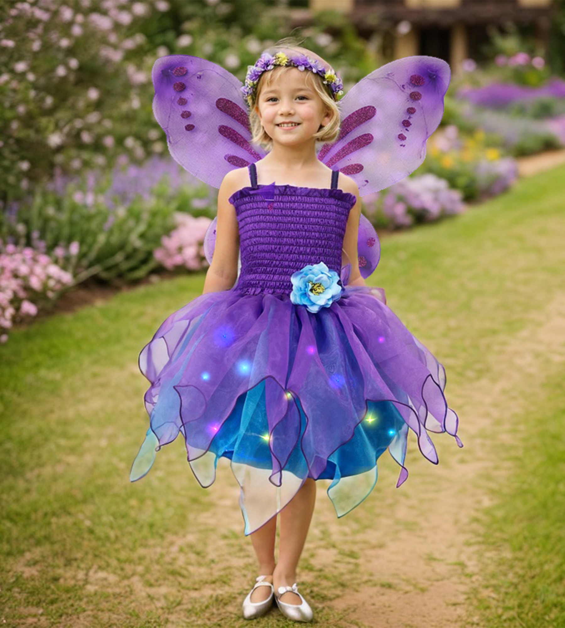 Disfraz de princesa con luces para niñas miniatura 7