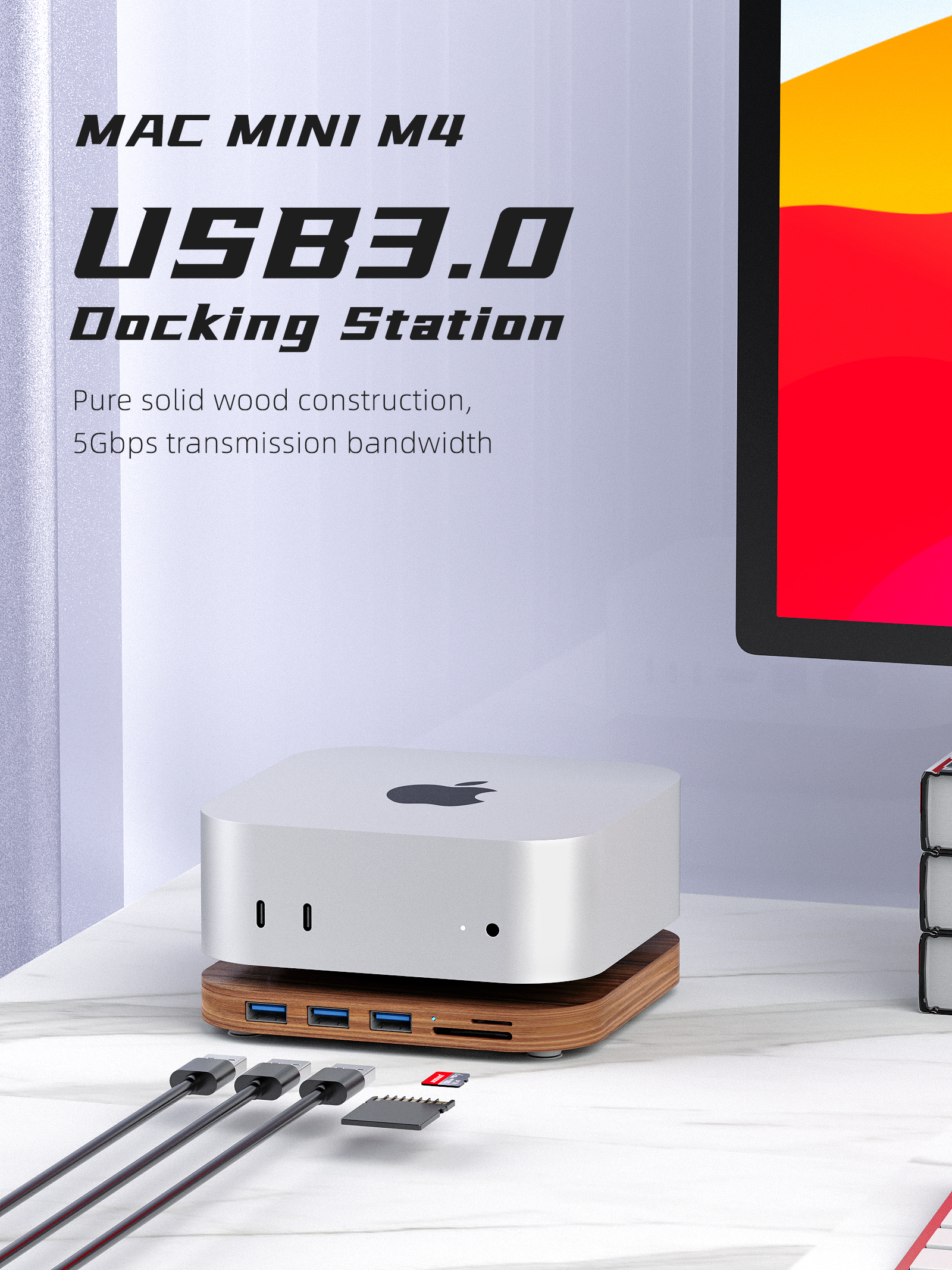 Amazon.com: AODUKE Walnut Wood Mac mini M4 Dock Bracket, Mac mini