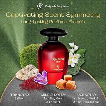 L'Orientale Fragrances Night De Paris Fiori 100ml / 3.3oz - Oil-Based Perfumes for Women & Men, Unisex Amber Floral Eau de Parfum - Long-Lasting Up to 24 Hours, Ideal for All Seasons