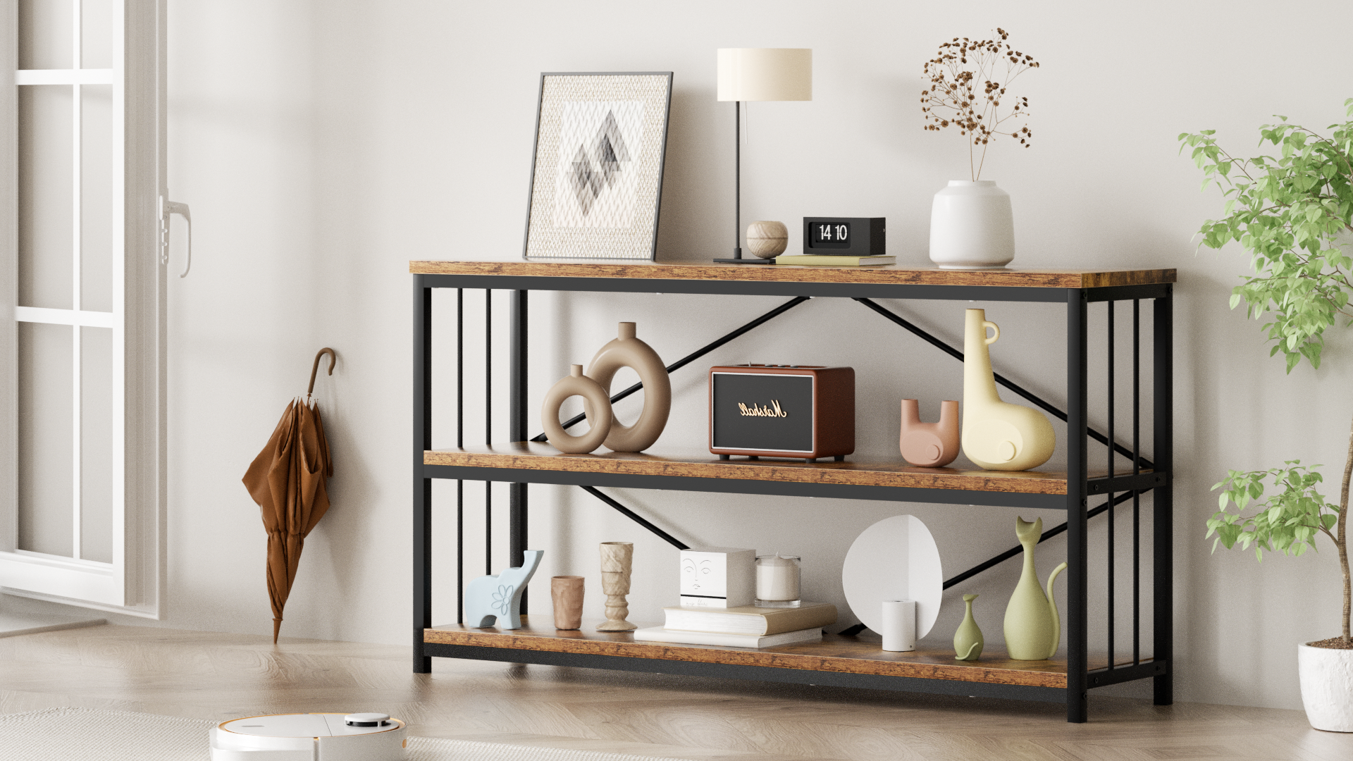 Amazon.com: LVB Farmhouse Industrial Console Table, Wood Metal