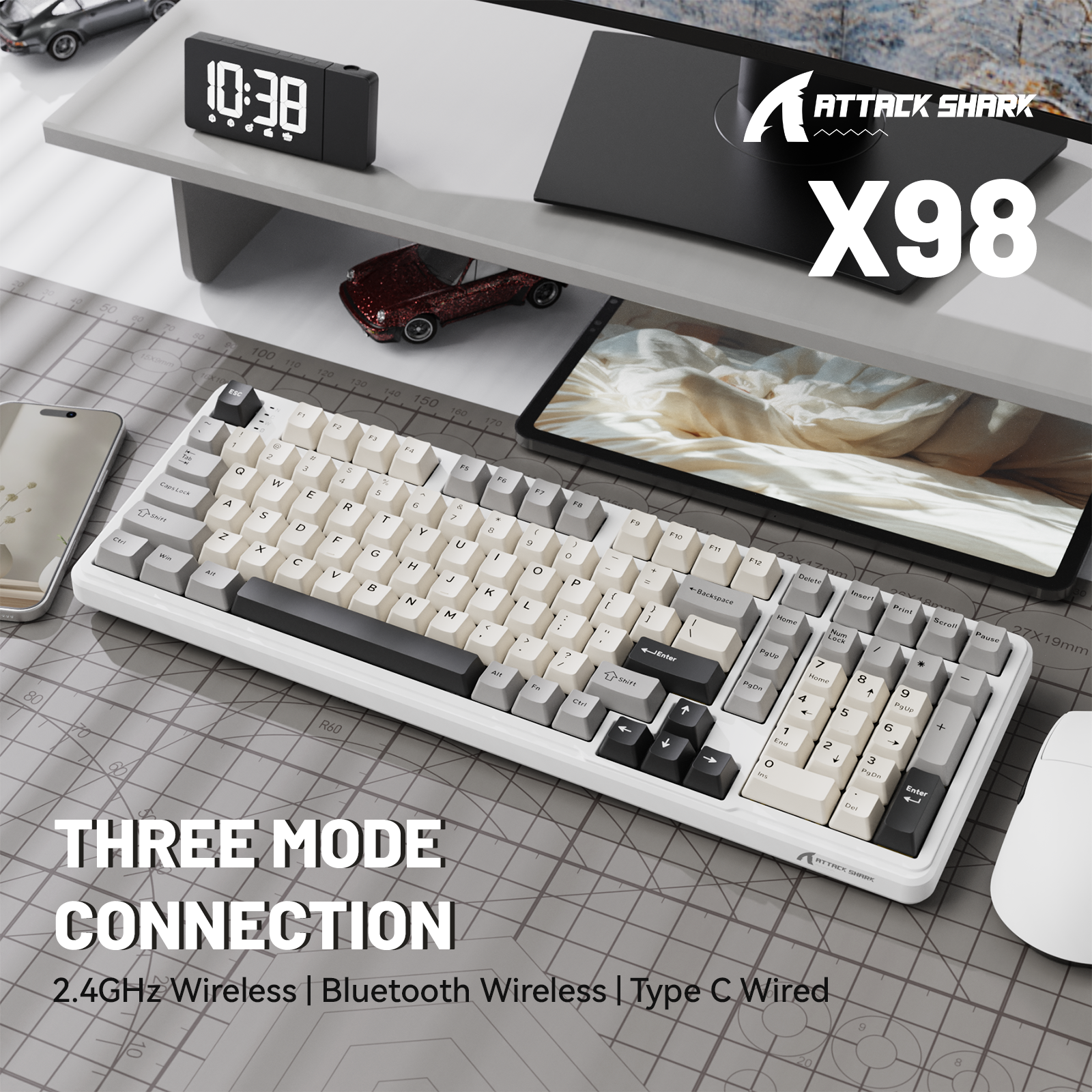 Amazon.com: ATTACK SHARK X98 Wireless Mechanical Keyboard,RGB
