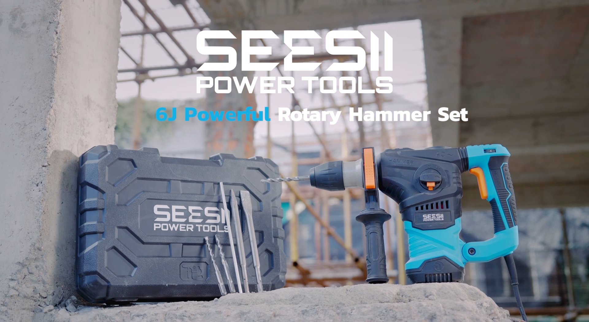 Seesii 13 Amp SDS-Plus Rotary Hammer Drill for Concrete, 6J, 4
