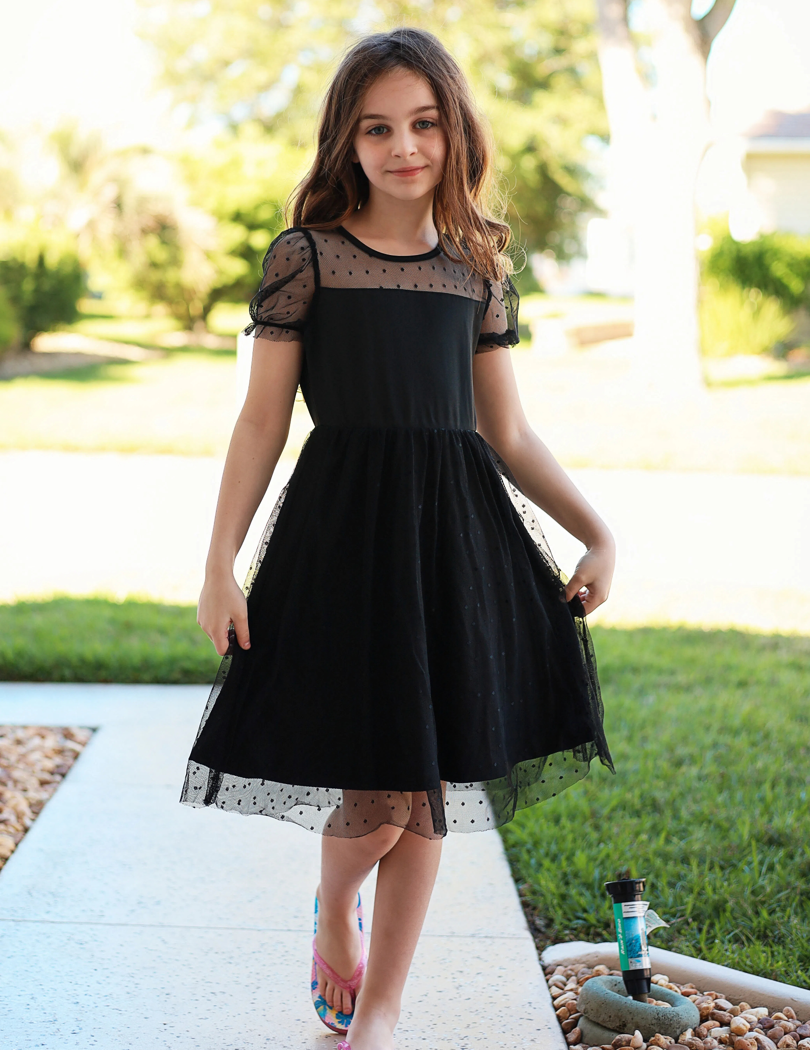 Amazon.com: Arshiner Toddler Dress Polka Dots Mesh Stretchy Puff Sleeve  Round Neck A-Line Spring Banquet Formal Dresses Black 3-4Year: Clothing,  Shoes & Jewelry