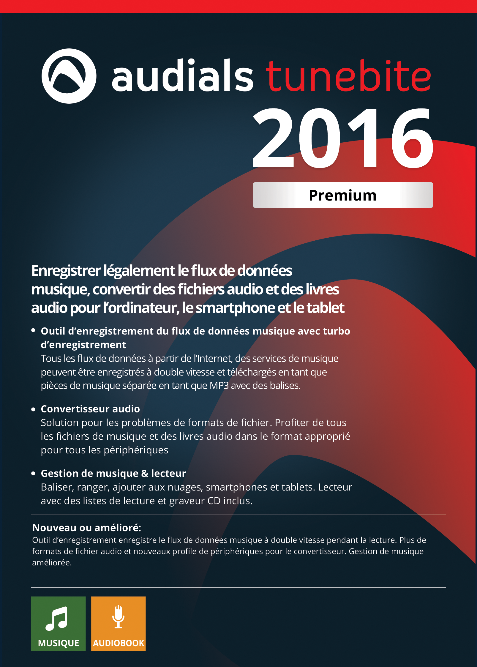 Audials Tunebite 2016 Premium: L’outil moins cher pour enregistrer le flux de donnée de musique avec convertisseur de format audio [Téléchargement]