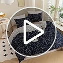ECOCOTT Duvet Cover King, 3 Pieces 100% Natural Cotton 1 Duvet Cover +2 Pillowcases Bedding Set,Navy and Cosmic Constellation Reversible Printed Pattern Breathable and Durable Duvet Cover King Size