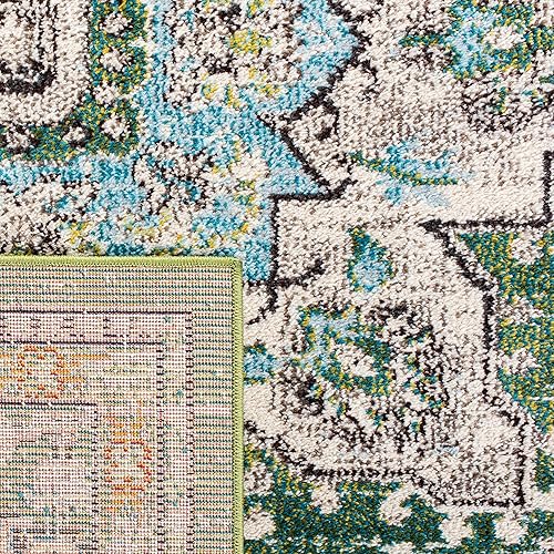 Miniatura 8 de Safavieh Madison Collection (MAD473Y) Tapete de 6 x 9 pies, verde y turquesa, diseño chic y bohemio desgastado de medallón, no pierde fibras, fácil