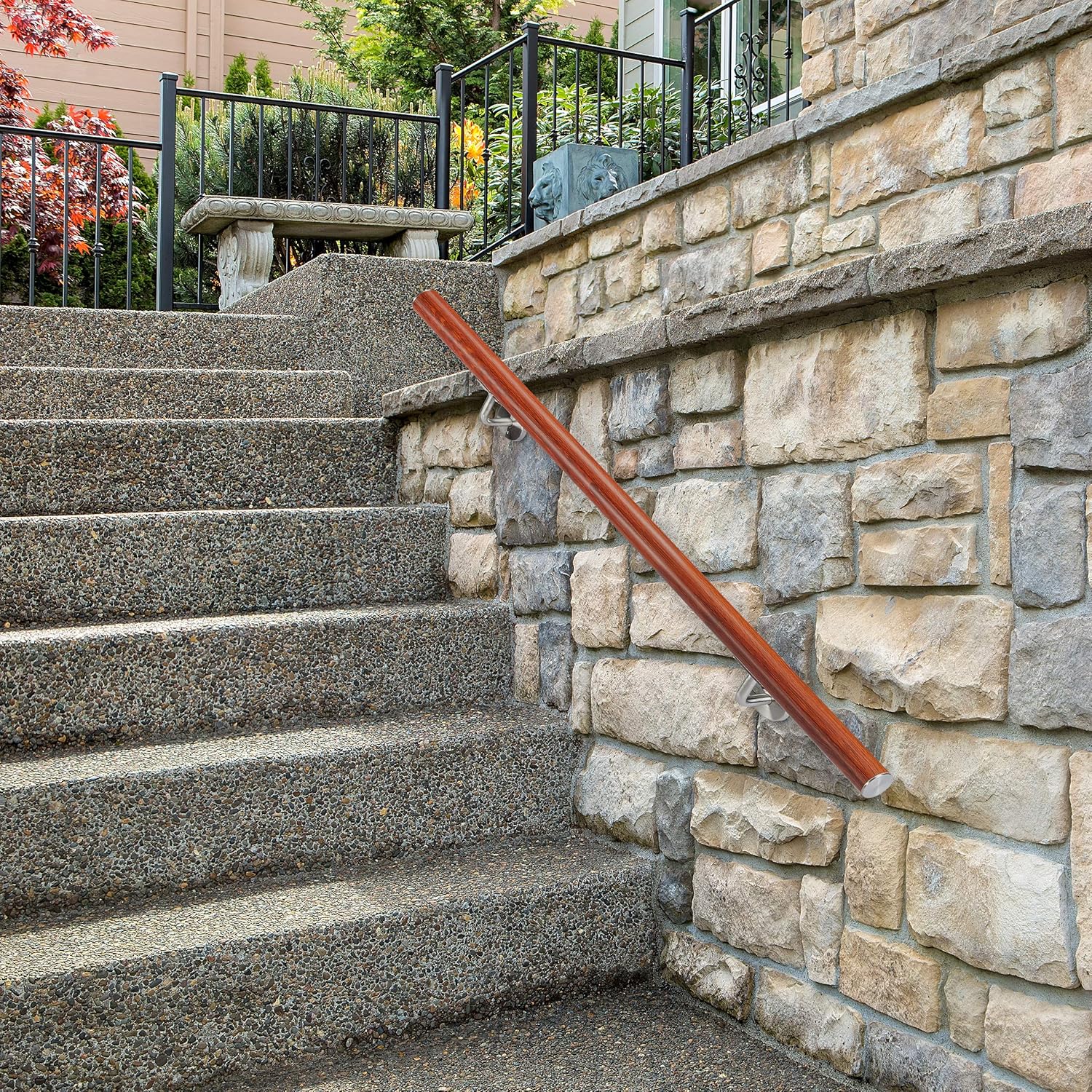 Bеѕt Sеllеr Relaxdays Aluminium Handrail, Round, In- & Outdoor Use, Oak Look, Bannister, 100 cm, Ø 42mm, With Brackets, Brown 80% оƒƒ Dіѕсоunt Relaxdays Aluminium Handrail, Round, In- & Outdoor Use, Oak Look, Bannister, 100 cm, Ø 42mm, With Brackets, Brown