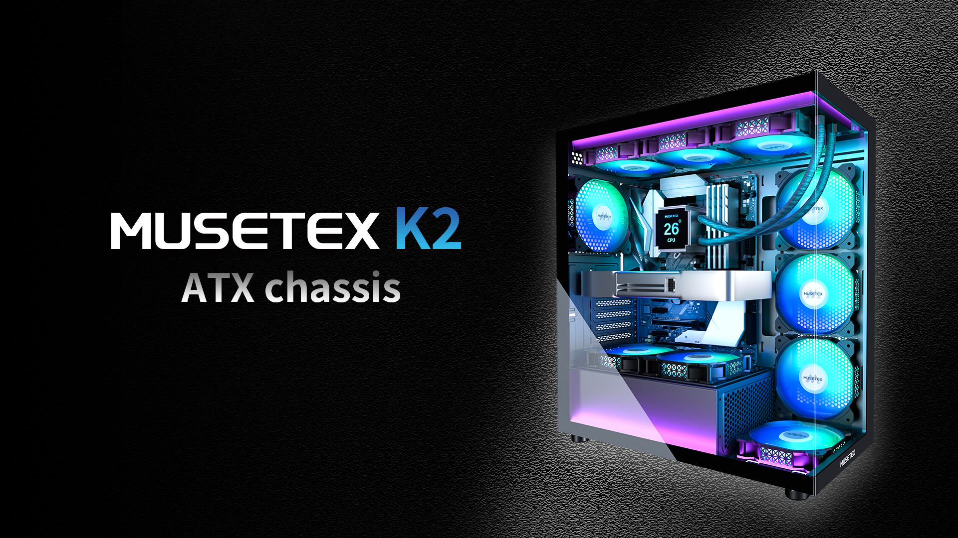 Amazon.com: MUSETEX ATX PC Case 7 PWM ARGB Fans Pre-Installed