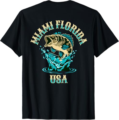 Miniatura 2 de Miami Florida USA Fishing Design on Front and Back T-Shirt