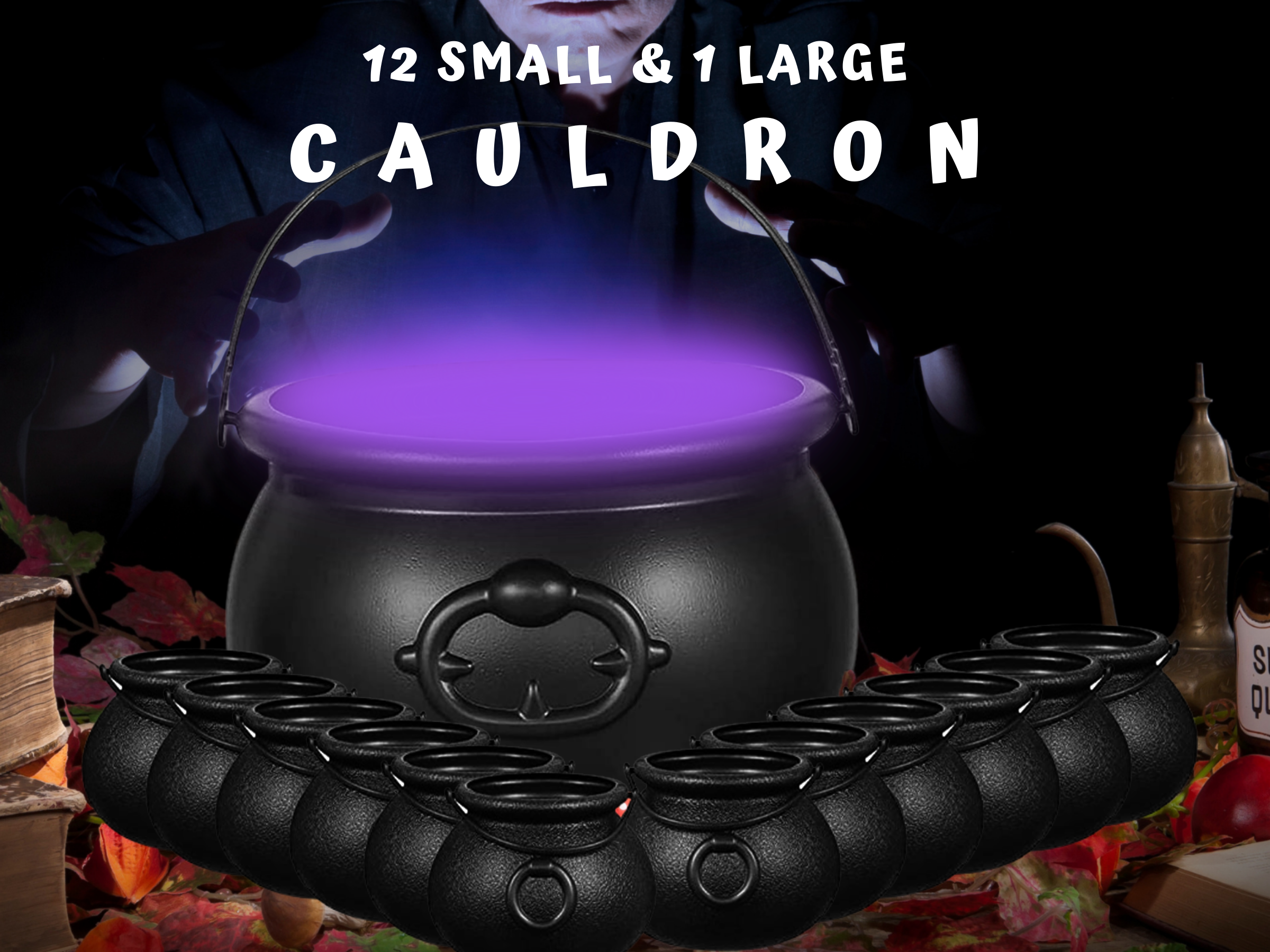 Witch Party Supplies 12Pcs Black Witch Cauldron Set - Small Plastic ...