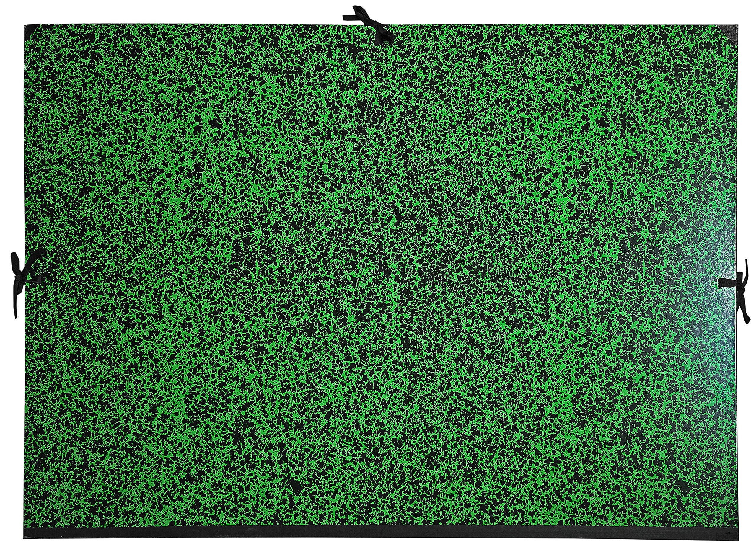 Exacompta - Ref 533000E - Annonay Portfolio with Tie Ribbon - 500 x 750mm in Size, For Safely Transporting Artworks & Documents, Marbled Effect Cover - Green