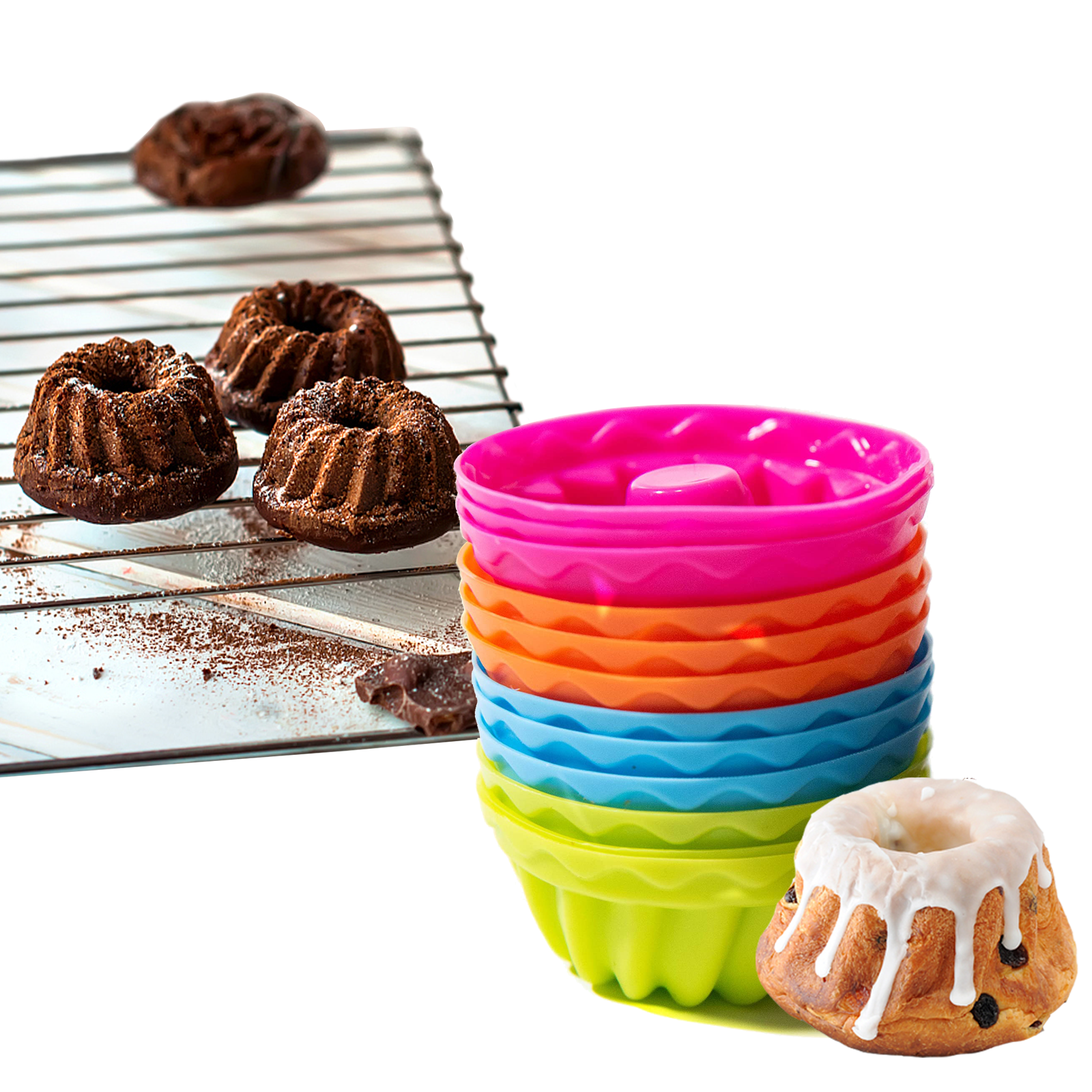 EliteHoff Mini stampi per cupcake, stampo in silicone per