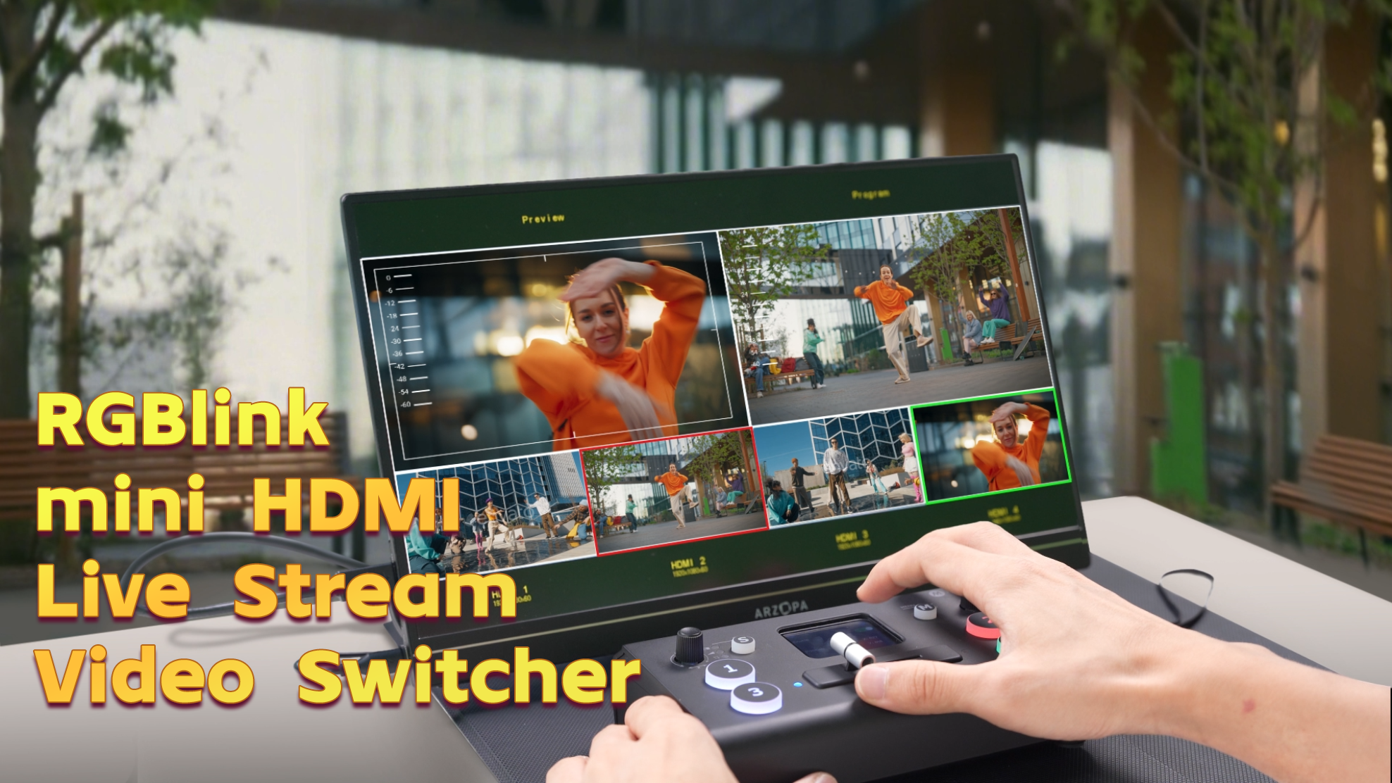RGBlink mini Streaming HDMI スイッチャー RGBlink Mini Video Mixer Switcher with 4 x HDMI Inputs 2K Input