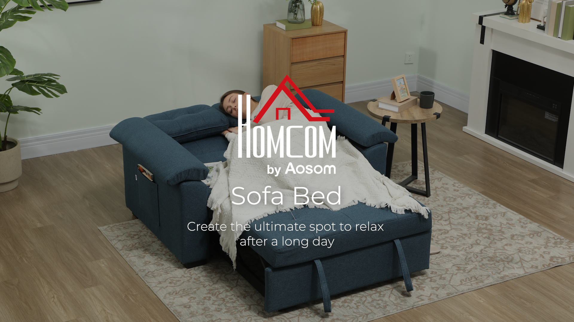 Sofa Bed HOMCOM 2 Seater Pull Out With Adjustable Backrest, Light Grey ...