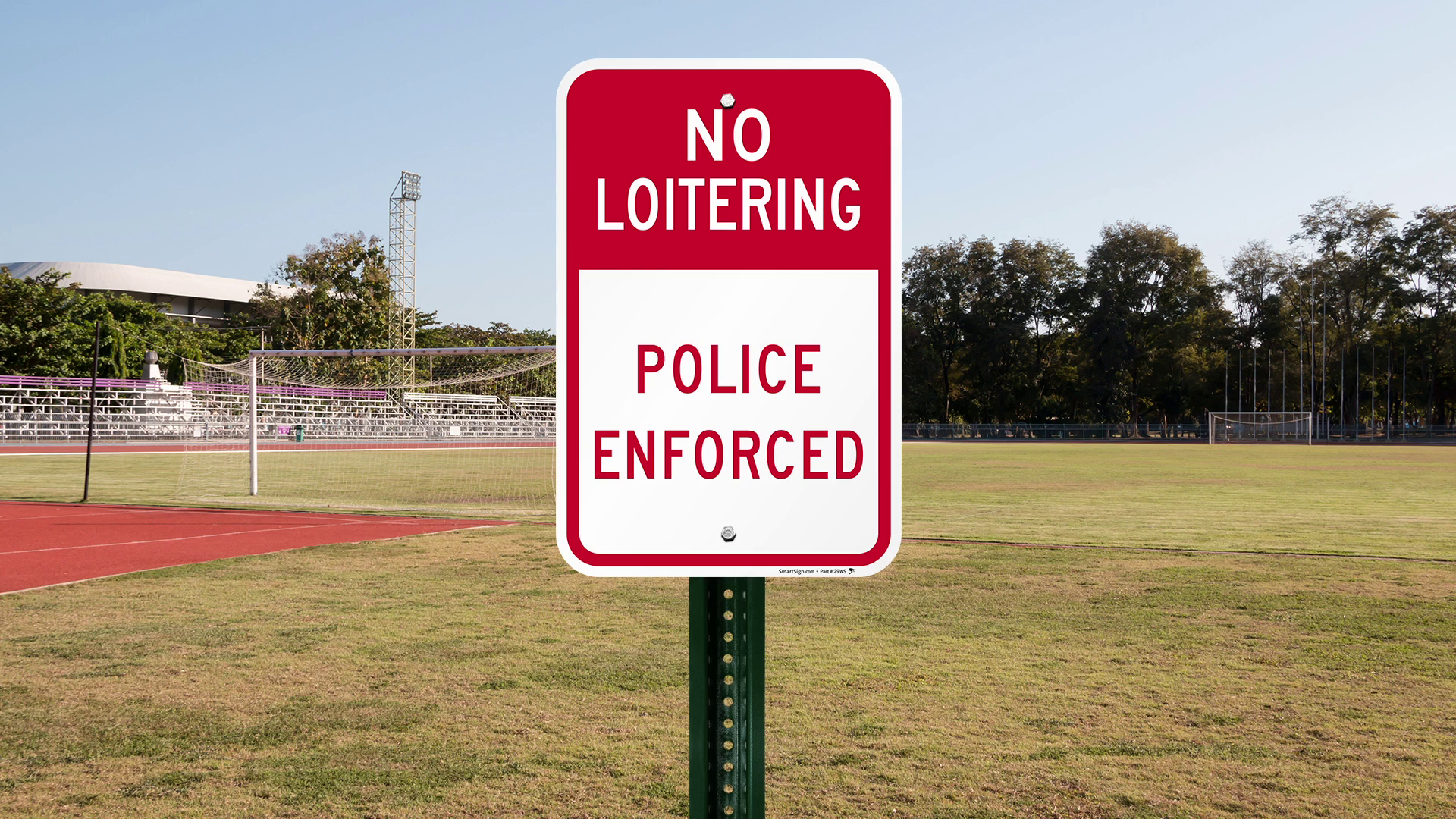 SmartSign Schild „No Loitering Police Enforced“ – 45,7 X 30,5 Cm, Aluminiumverbund, Rot/weiß, Vorgebohrt