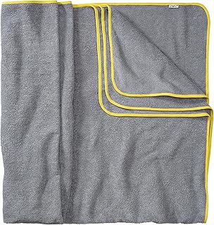 Sowel® Telo Mare Grande, 100% Cotone Organico, 160 x 200 cm, Asciugamano Mare, Fouta, Grigio/Giallo