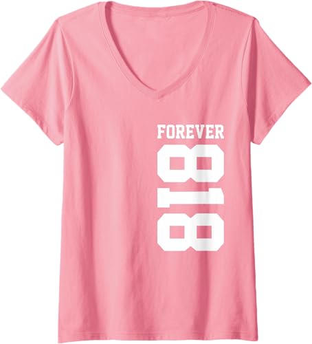 Miniatura 10 de Womens 818 Area Code Los Angeles California Glendale CA Burbank CA V-Neck T-Shirt Black,Navy Blue,Baby Blue,Red,Dark Green,Dark Heather Grey,Heather