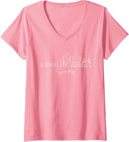 Miniatura 10 de Womens city skyline Santiago Chile V-Neck T-Shirt Black,Navy Blue,Baby Blue,Red,Dark Green,Dark Heather Grey,Heather Grey,Sapphire Blue,Pink,Purple