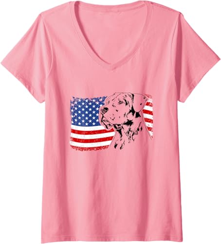 Miniatura 4 de Womens Proud Dogo Argentino American Flag patriotic dog V-Neck T-Shirt