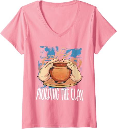 Miniatura 7 de Womens Molding The Clay | Pottery Ceramics Artiste V-Neck T-Shirt Black,Navy Blue,Dark Heather Grey,Heather Grey,Sapphire Blue,Pink