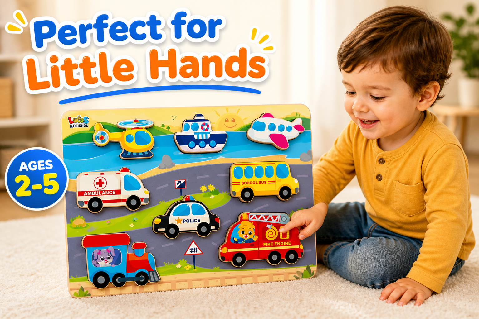 Amazon.com: Jumbo Wooden Puzzles, Vehicle Puzzles Toys for Toddlers 2-4, Learning Educational Toys for Toddler 2 3 4 Years Old Boys & Girls As Gifts, Montessori Puzzle Board for Baby and Kids