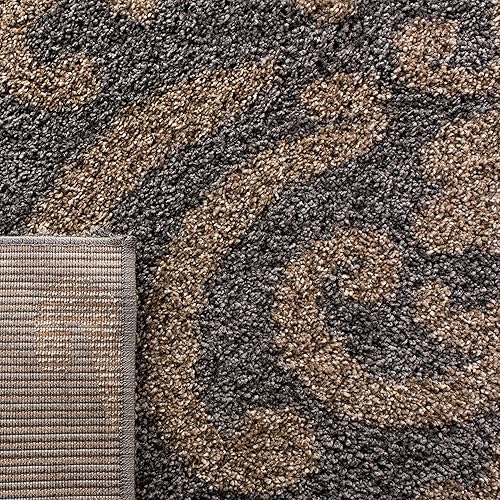 Miniatura 7 de Safavieh Florida Shag Collection SG462-1113 Alfombra afelpada de pasillo, crema y beige., Polipropileno, Gris  Beige