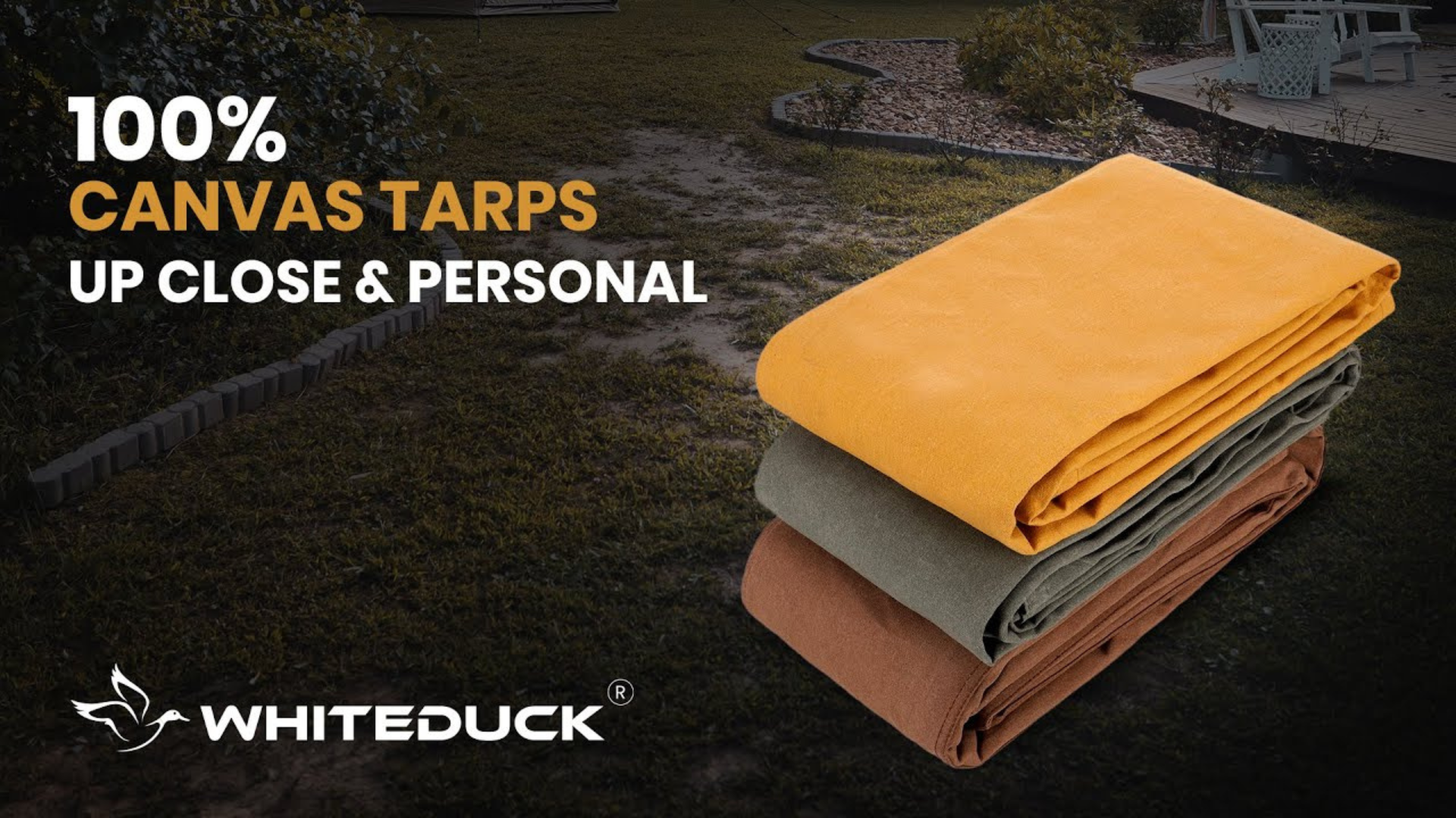 WHITEDUCK Canvas Tarp 18 oz. Heavy Duty Water Repellent UV Resistant, Rustproof Grommets, Industrial & Commercial Use Cloth Tarp (Cut Size: 7'x9', Finished Size: 6'6