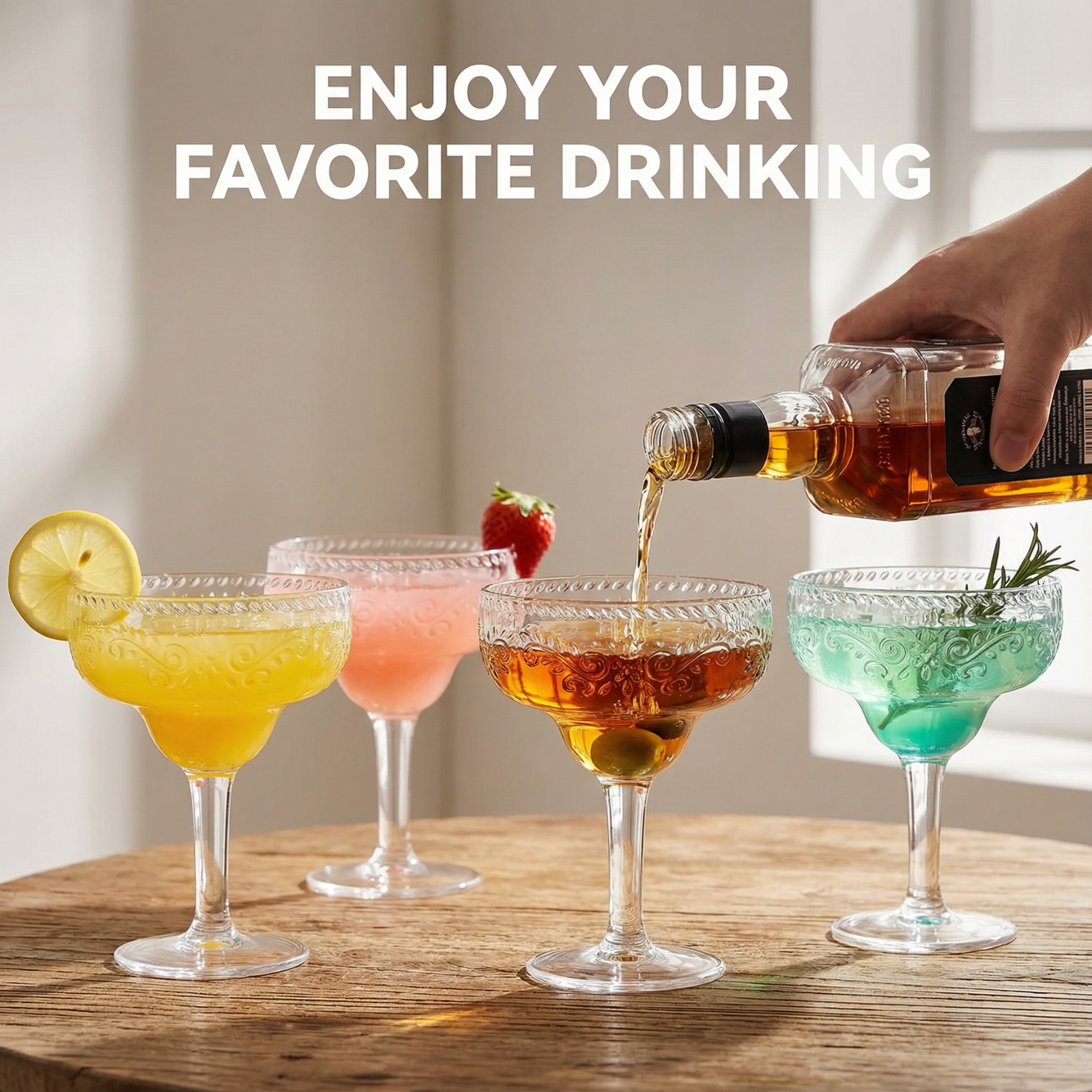 Amazon.com | ZENFUN 6 Pack 16oz Acrylic Margarita Glasses, Clear