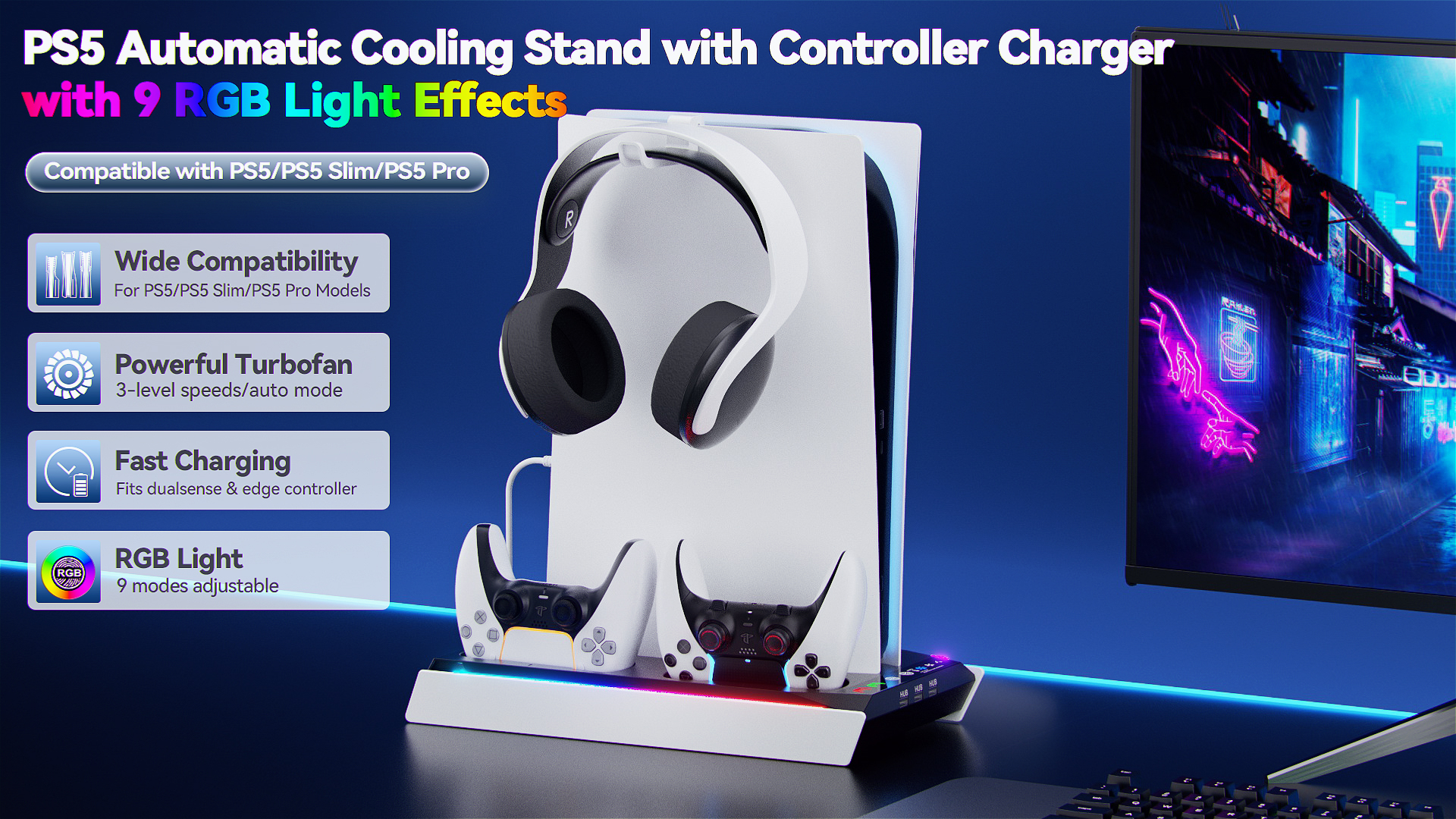 Amazon.com: Tokluck PS5/Slim/Pro Cooling Station with Auto